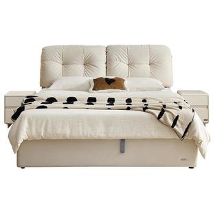 全友家居法式奶油风猫抓布艺床主卧室2025新款侧抽储物双人大床