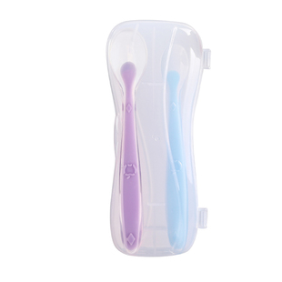 宝宝学吃饭软头勺子训练用新生辅食大号食品级可耐高温硅胶收纳盒