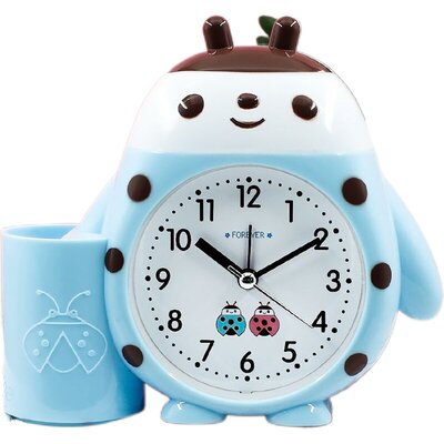 可爱闹钟儿童卡通学生起床学习钟表时尚创意甲壳虫摆件床头小座钟
