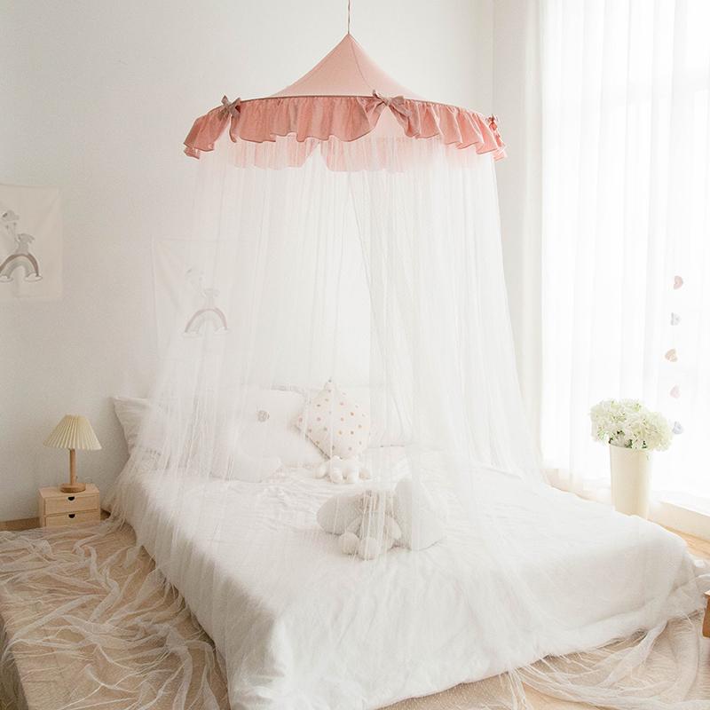 圆顶蚊帐公主风吸顶吊帐儿童房卧室1.5米1.8米落地家用免安装幔帐