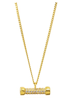 AMOTE《满钻星轮》哑铃吊坠S925银项链轻奢小众百搭精致锁骨链