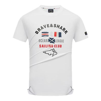 BRAVE&SHARK/勇士鲨鱼2025新款男士夏季时尚印花圆领棉质短袖t恤