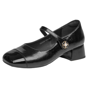 戈美其女鞋2025新款秋季法式配裙子时尚单鞋女玛丽珍鞋粗跟小皮鞋