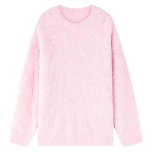 MISSCOCOON可可尼毛衣上衣2025冬季新款阿尔巴卡羊驼毛粉色针织衫