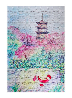 泉州水彩风景插画拼图丨乐城知礼