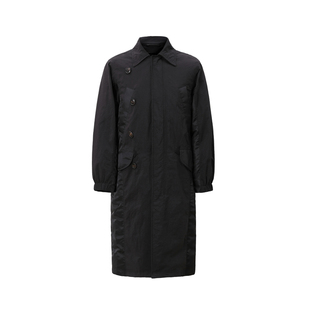 【LLEXP】宽松中长款风衣羽绒服男秋冬立领黑色外套通勤风