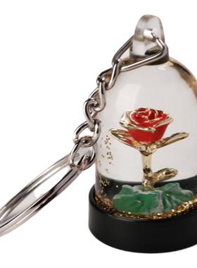 玫瑰花流沙钥匙扣书包挂件送女同学闺蜜朋友卡通可爱创意摆件礼物