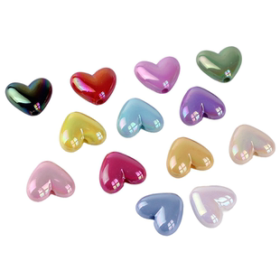 亚克力实色镀彩桃心DIY串珠彩色爱心散珠手机链项链饰品配件批发