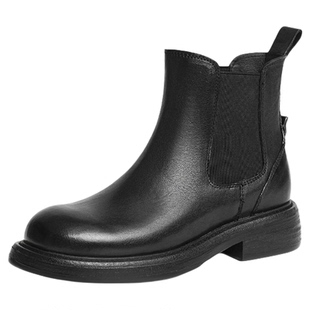 红蜻蜓切尔西靴女款秋冬女鞋一脚蹬厚底增高短筒靴显瘦烟筒靴单靴