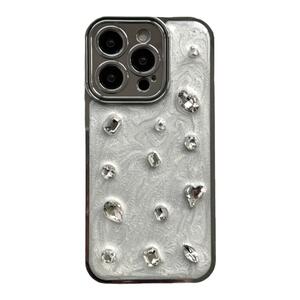 高级感水墨画滴胶宝石适用iphone15pro苹果14手机壳11立体12pro电镀13promax女全包镜头防摔保护套小众高级感