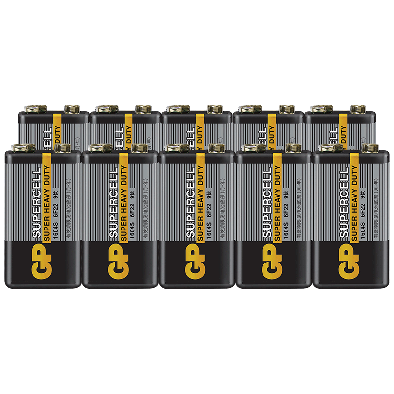 GP超霸黑超9V方块九伏碳性电池万用表万能表音响无线话筒麦克风烟感器方形干电池