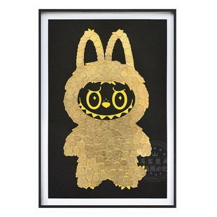 LABUBU卡通趣味拉布布五角钱相框手工diy装饰画高级感客厅壁挂画