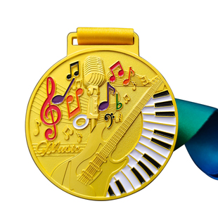 音乐奖牌钢琴小提琴歌唱定制定做比赛颁奖唱歌金属挂牌奖章专业牌
