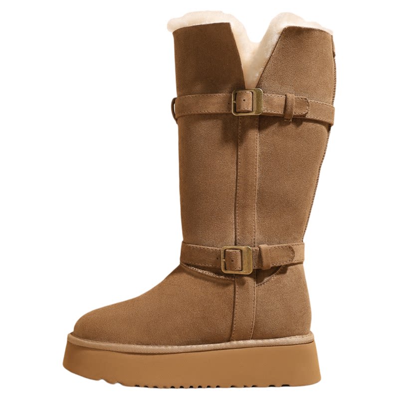内增高8CM长筒雪地靴女2026新款冬季厚底加绒保暖棉鞋两穿高靴子