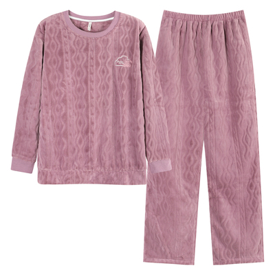 珊瑚绒睡衣女妈妈秋冬款加厚套头