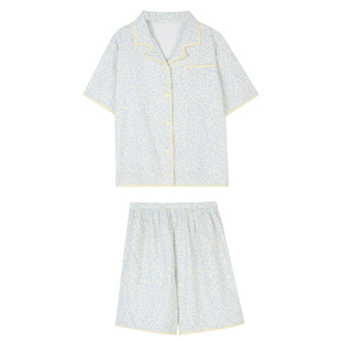 JoyceBra  夏季豹纹撞色翻领睡衣女2026新款高级感短袖家居服套装