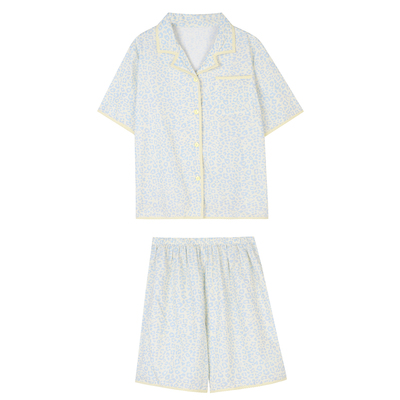 JoyceBra夏季豹纹撞色翻领睡衣