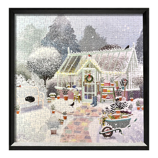 Galison冬日花园拼图500片成人版治愈系冬季雪景小屋圣诞节礼物