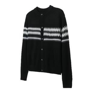 TZ killer Jacquard Wool 提花条纹羊毛衫 开衫百搭宽松长袖上衣