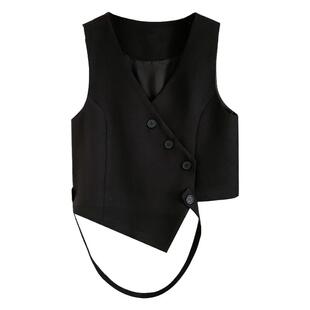黑色小西装马甲女款2025新款夏款春秋外穿设计感坎肩马夹背心外搭