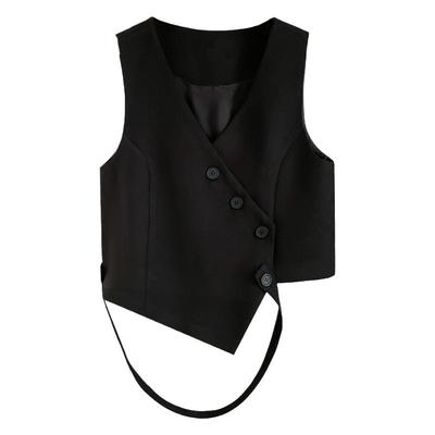 黑色小西装马甲短款小众背心马夹