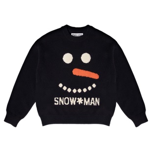 Paper voice圣诞雪人毛衣宽松休闲美式趣味提花青春通勤日常