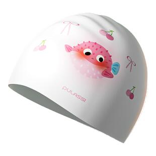 pulassi儿童泳帽女童不勒头硅胶泳帽可爱大头围男儿童防水游泳帽