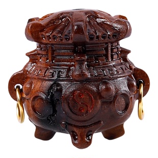 天然雷击枣木炼丹炉小摆件精工雕刻小众木作diy文玩项链吊坠挂件