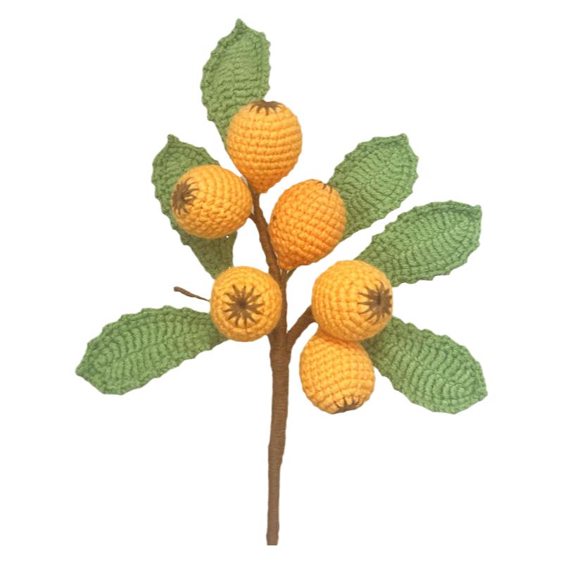 手工编织毛线花枇杷花束仿真水果仿真花/假花