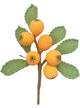 手工编织毛线花枇杷花束仿真水果植物客厅插花装饰品新年家居饰品