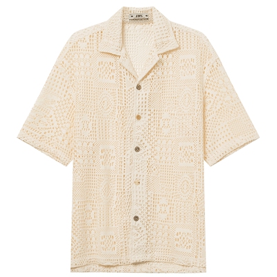 JDV商场同款男士米色镂空衬衫