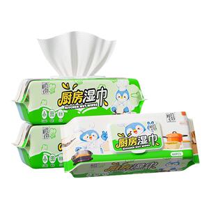 厨房湿巾去油去污家用懒人清洁湿纸巾加大加厚抹布油烟机油污60抽