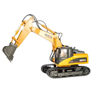 汇纳650遥控挖掘机工程车玩具合金挖斗仿真冒烟钩机勾机电动模型