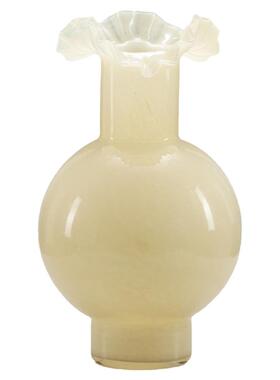 中古褶皱花边水培亮瓷玻璃花瓶