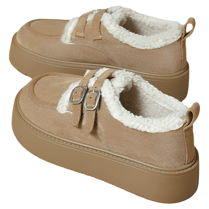 真皮~厚底勃肯鞋女秋季百搭单里博肯鞋一脚蹬单鞋大码女鞋41到43