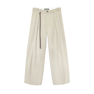 TRENDYWU 复古双褶“八神”弧形A字版加厚宽松百搭简约工装阔腿裤