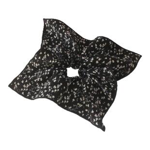 新中式黑碎花大肠发圈女高级感慵懒风大号发饰头绳方形发绳头饰品