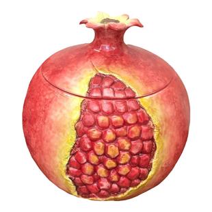 陶瓷石榴米缸家用带盖米桶10斤普洱茶缸存茶罐糖果零食收纳罐创意