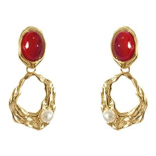 秋冬红色耳夹女无耳洞轻奢高级气质新款耳环耳坠小众复古新年耳饰