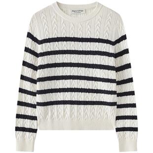 [美丽诺羊毛]Marc O'Polo秋冬新品针织衫绞花条纹针织衫毛衣女士