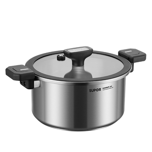 苏泊尔微压锅不锈钢汤锅加厚家用双耳锅煮锅蒸煮一体电磁炉通用