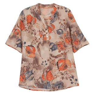 时尚妈妈夏装雪纺衬衫女宽松大码短袖t恤中年妇女高端上衣五分袖