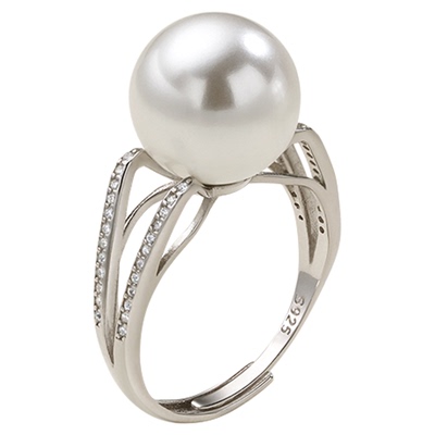 西大班天然贝壳珍珠戒指925纯银