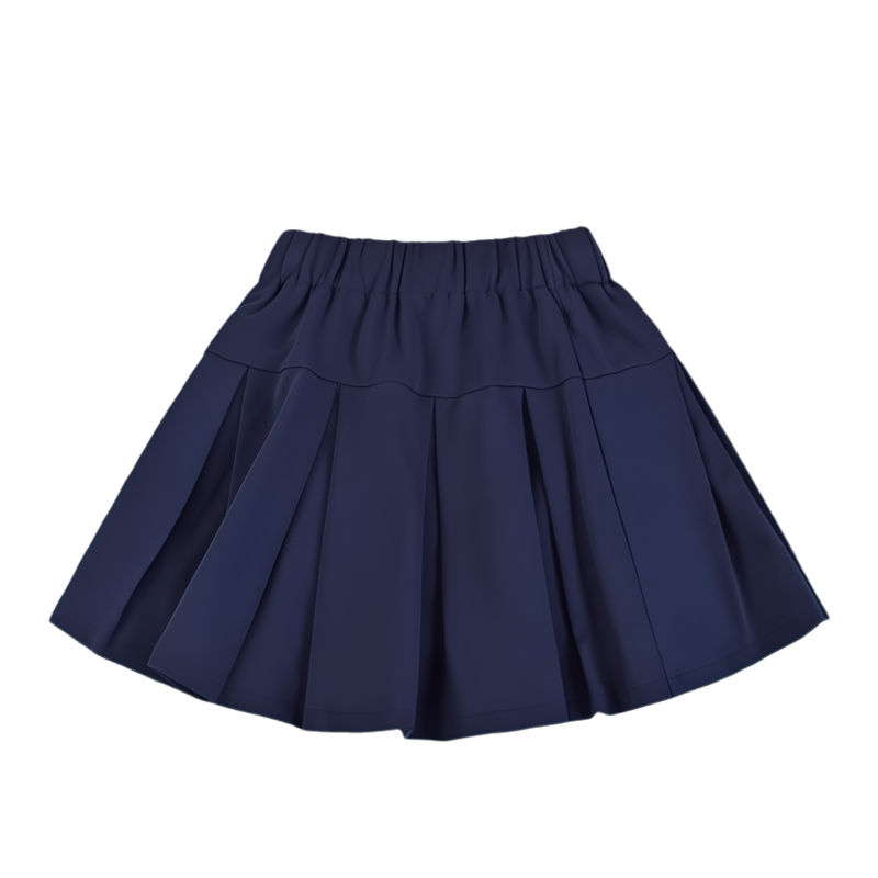 女童纯棉藏蓝色百褶裙春秋季儿童裙子深蓝色半身裙小学生校服短裙