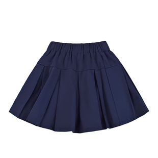 女童纯棉藏蓝色百褶裙春秋季儿童裙子深蓝色半身裙小学生校服短裙
