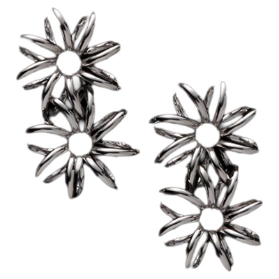 极简立体双花耳环小众925银针