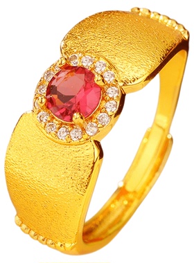 镀黄金色点钻鸽子蛋戒指时尚指环