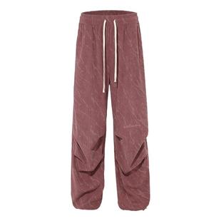 BJHG不计后果灯芯绒阔腿裤子女冬季加绒加厚潮新款束脚美式工装裤