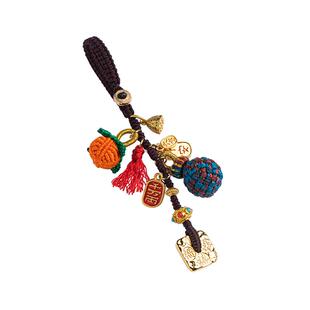 琼睿原创多宝手机挂件铜镀金配饰挂饰手工编织绳柿子好运手机挂绳女短款防丢绳男汽车钥匙扣耳机相机挂饰绳子