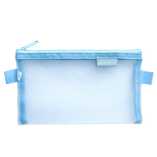 韩国简约笔袋女透明网纱网格考试铅笔袋男大容量文具袋收纳文件袋